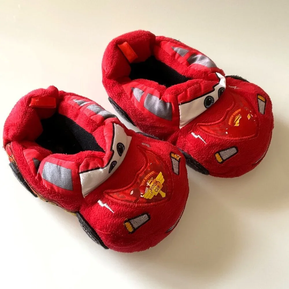 Disney Lightning McQueen Plush Slippers Unisex EUC